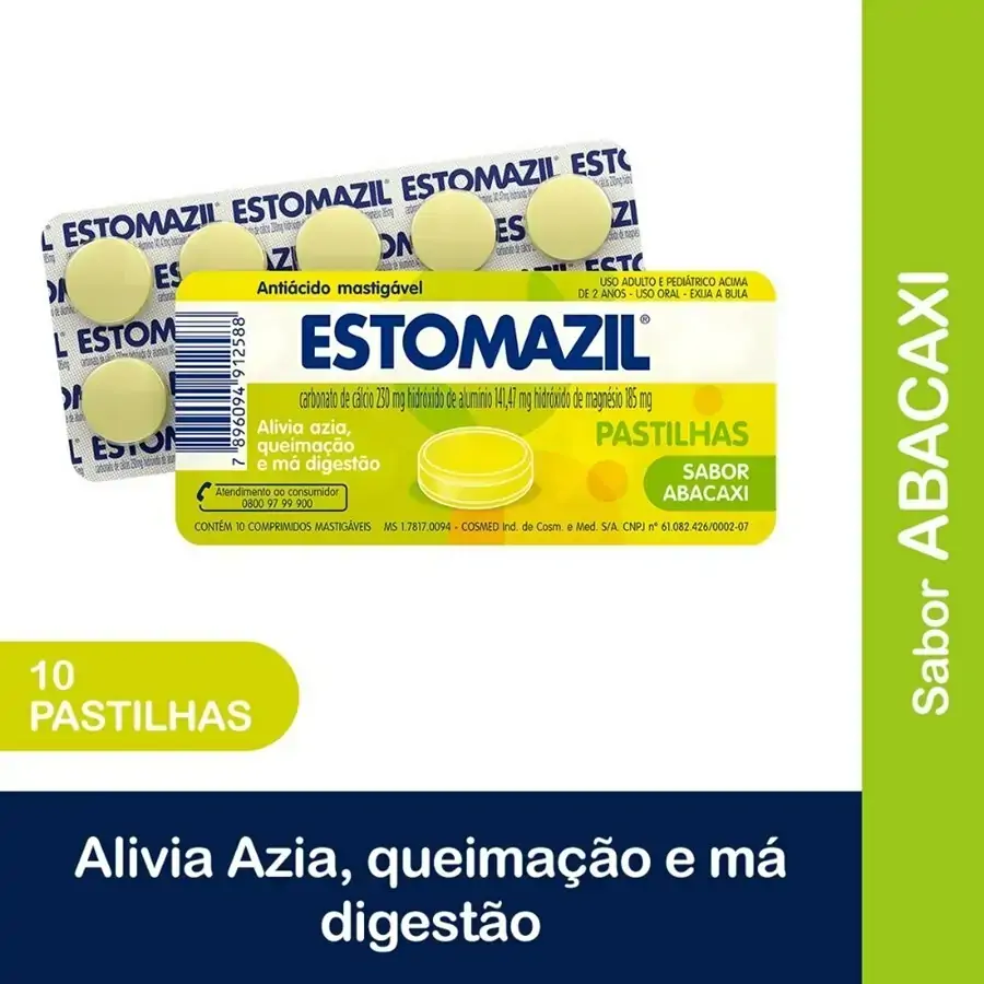 Antiácido Abacaxi Estomazil 10 Comprimidos Mastigáveis