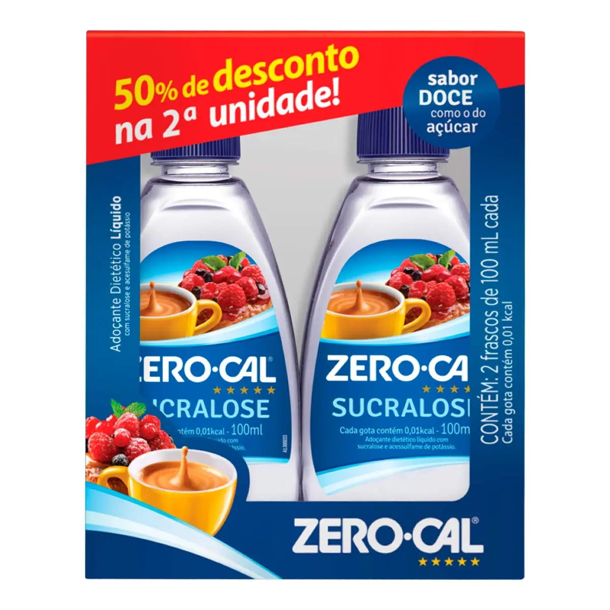 Zero-Cal Sucralose Adoçante Líquido Pack 50% 2ª unidade