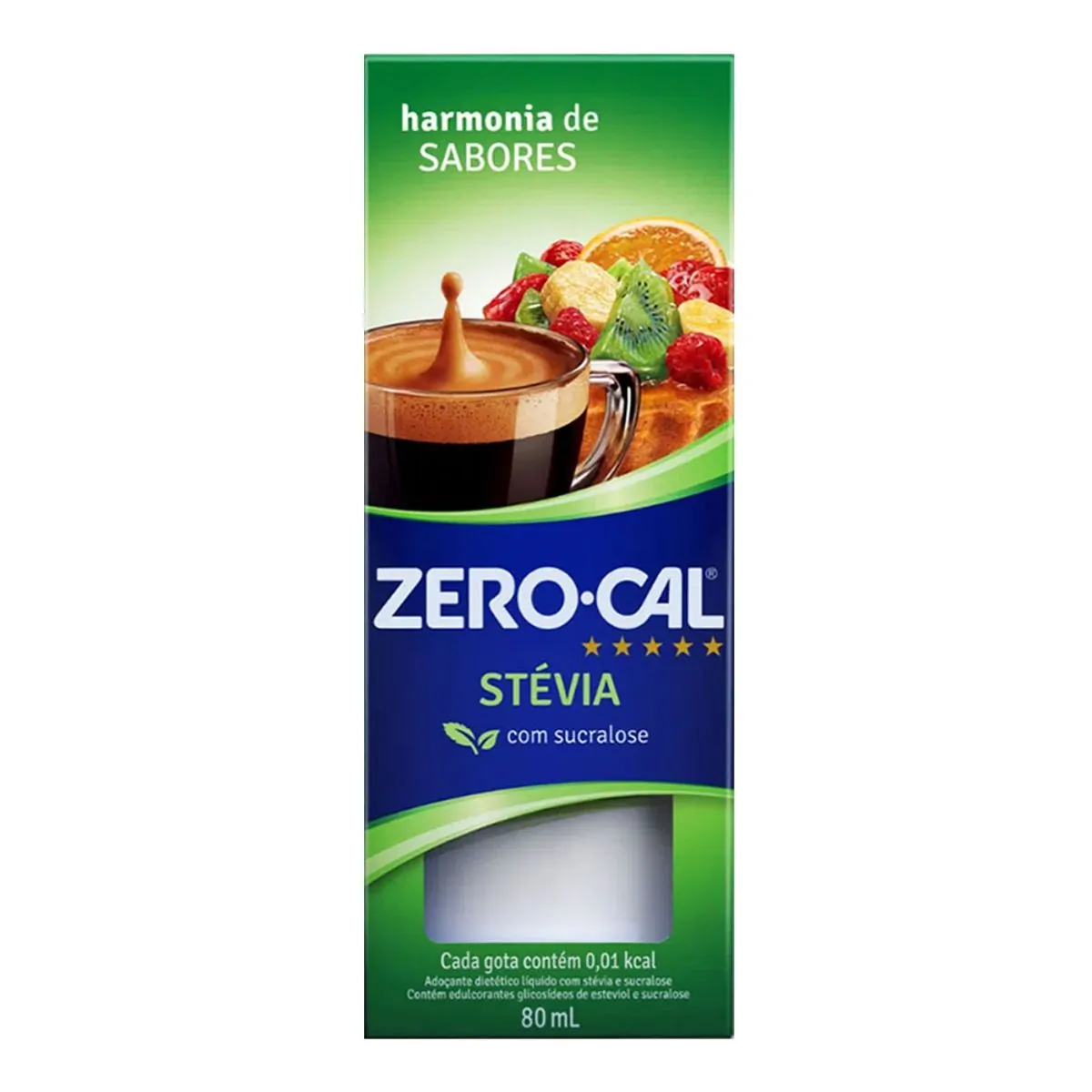 Adoçante Líquido de Stévia e Sucralose Zero Cal Harmonia de Sabores 80ml