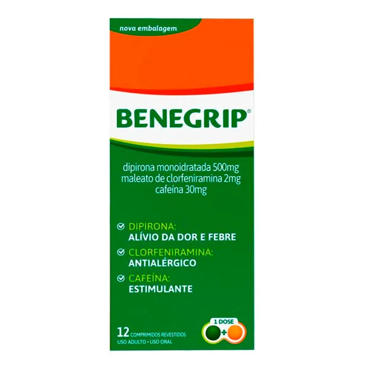 Analgésico Benegrip com 12 Comprimidos