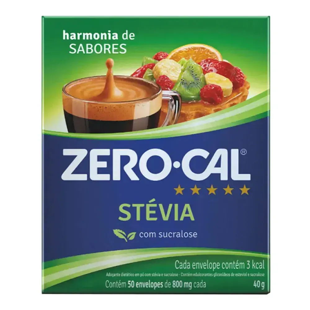 Adoçante em Pó de Stévia e Sucralose com 50 Unidades Zero Cal Harmonia de Sabores