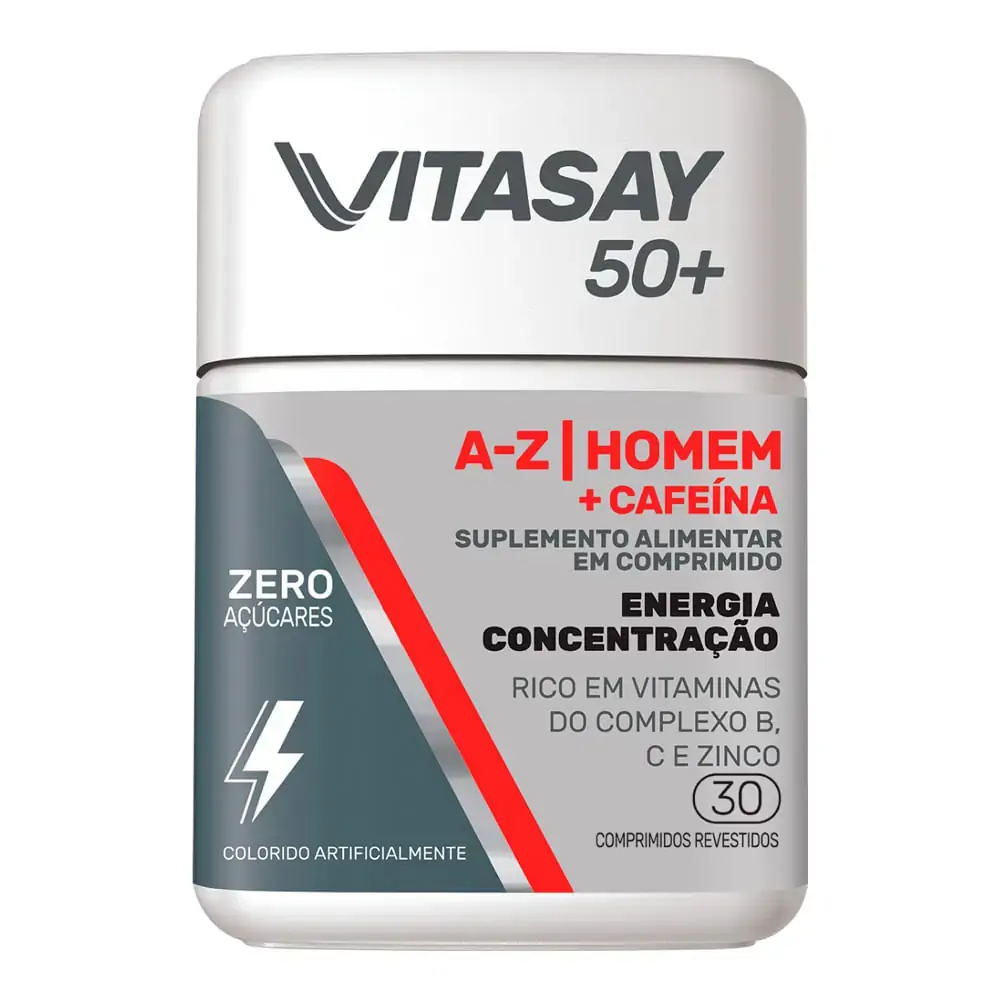 Multivitaminico Vitasay 50+ A-Z Homem + Cafeína 30 Comprimidos