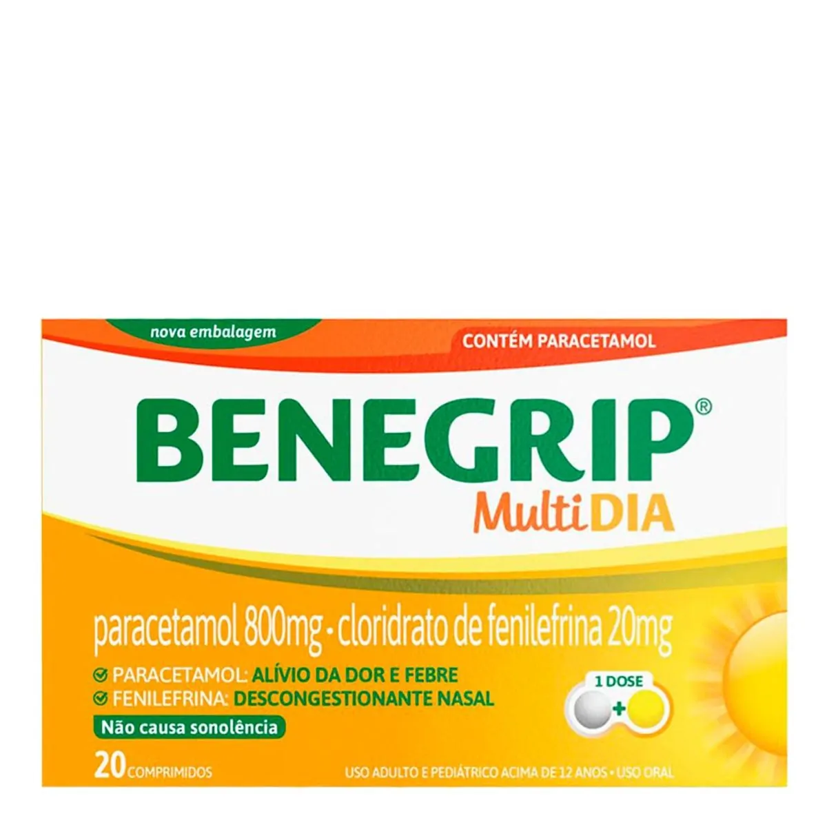 Paracetamol Benegrip Multi Dia Caixa 20 Comprimidos