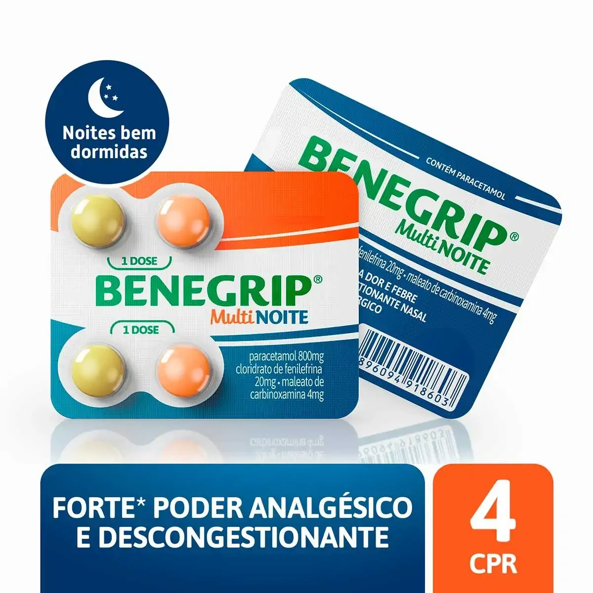 Paracetamol Benegrip Multi Noite 4 Comprimidos