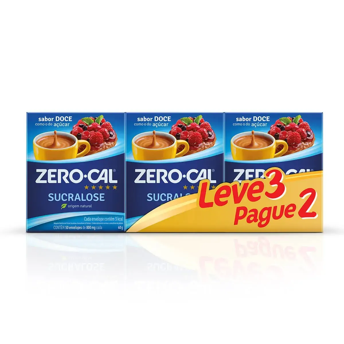 Kit Adoçante Zero Cal 50 Envelopes 3 Unidades