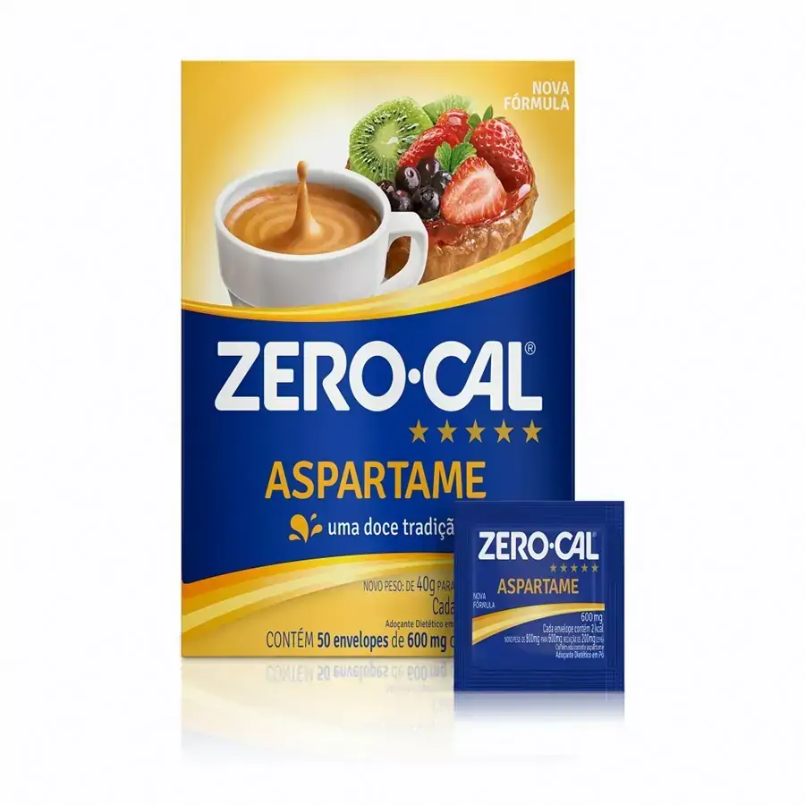 Adoçante Em Pó Aspartame Zero Cal Caixa 30g 50 Unidades