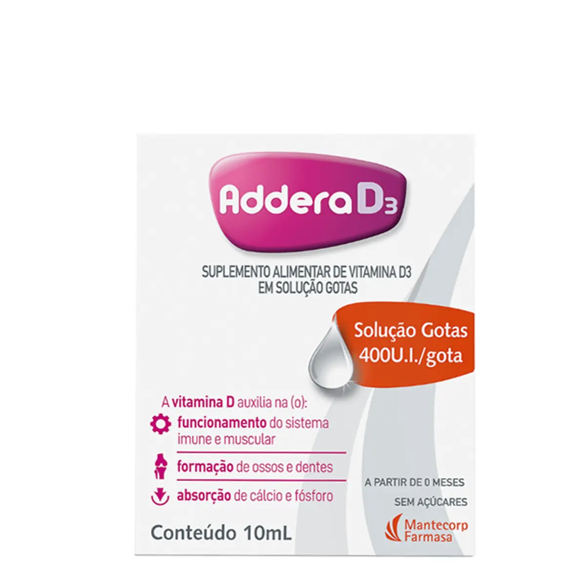 Vitamina D Addera D3 400ui Gotas Com 10ml