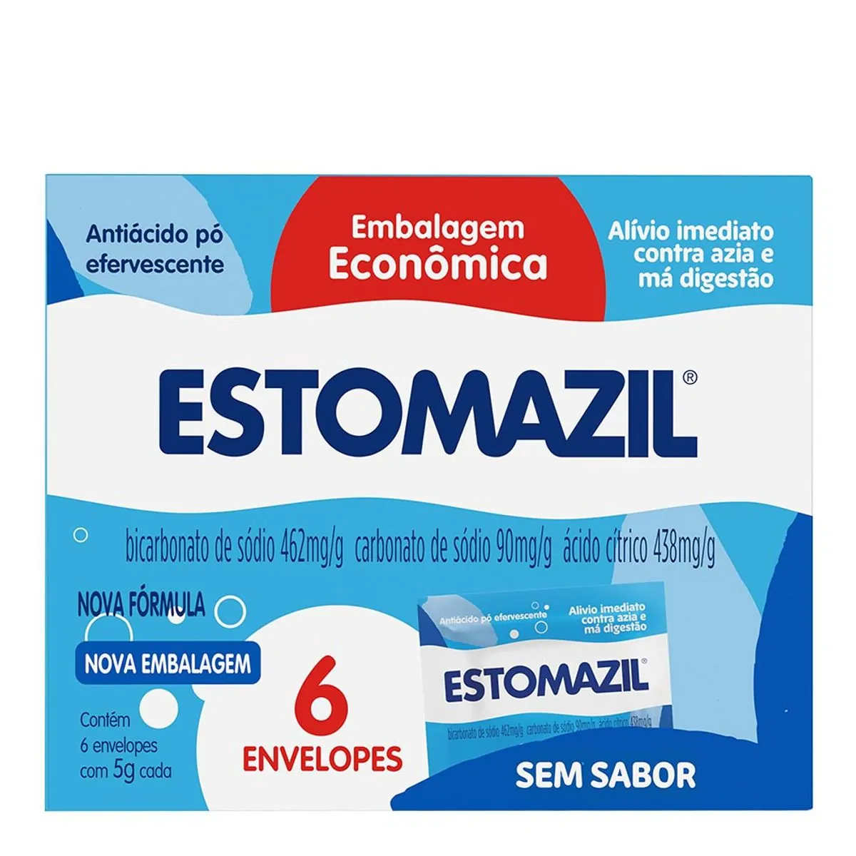 Estomazil 462 90 438mg/g Po Efev 6 Env X 5g Sem Sabor