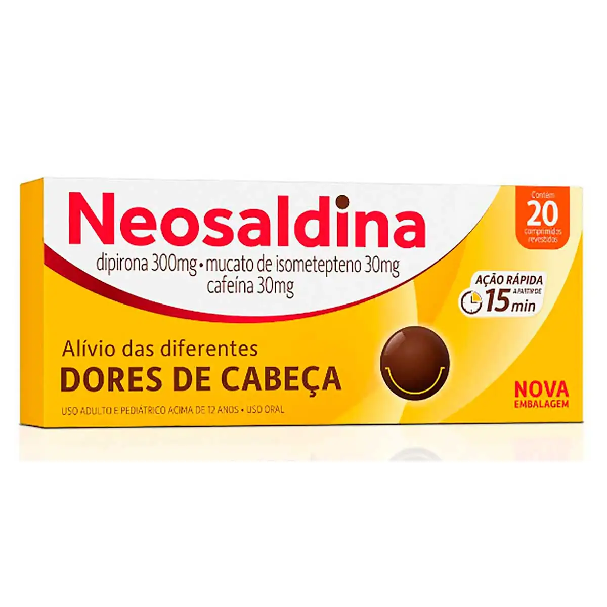 Neosaldina Dipirona 300mg + Mucato de Isometepteno 30mg + Cafeína 30mg 20 Drágeas