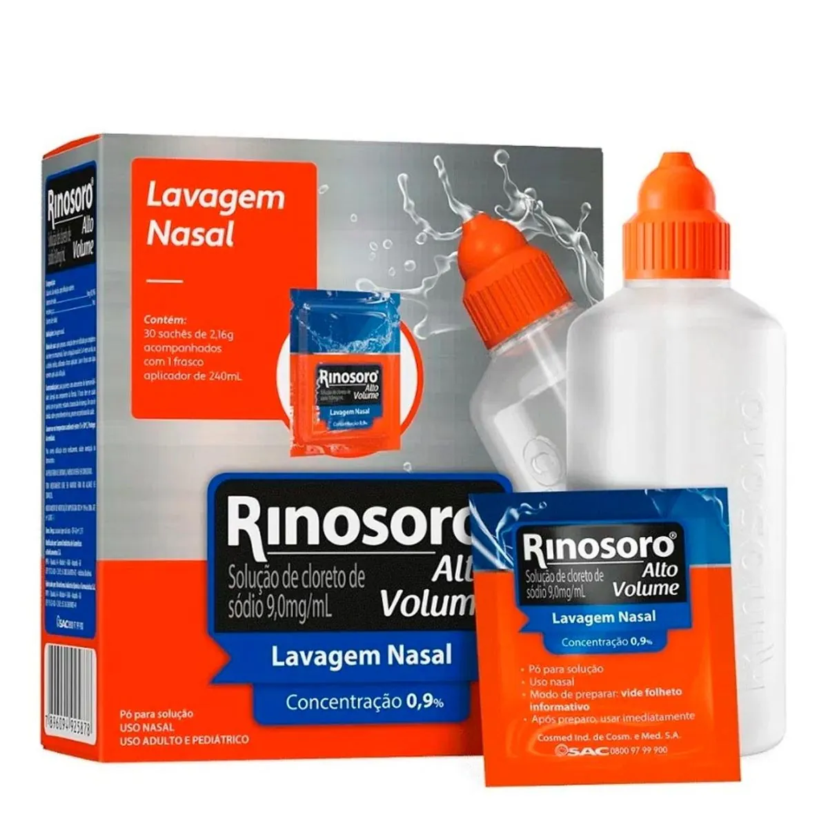 Rinosoro 9,0 mg/ml Descongestionante Spray com 30 Sachês + Frasco Aplicador