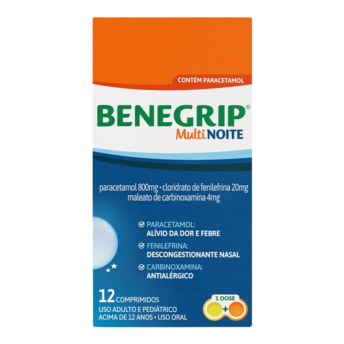 Benegrip Multi Noite Com 12 comprimidos