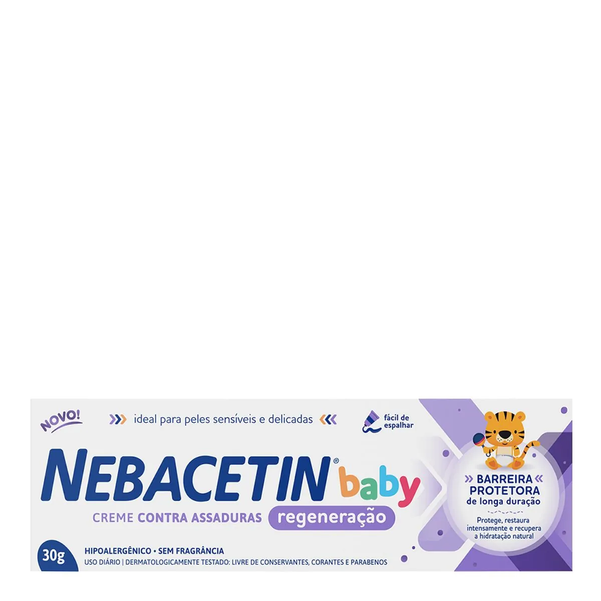 Creme De Tratamento De Assaduras Sem Fragrância Nebacetin Baby Regeneração Caixa 30g