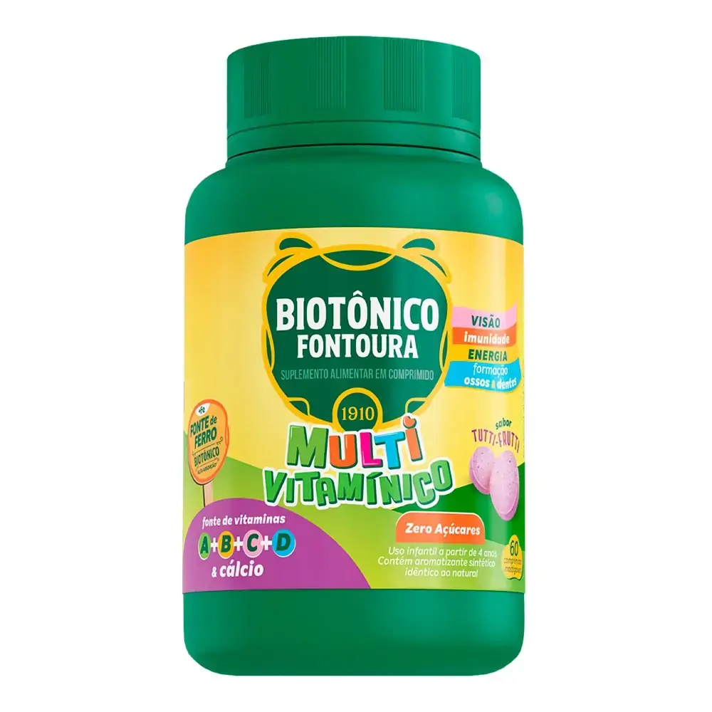 Suplemento Vitamínico Biotônico Fontoura Tutti Frutti 60 Comprimidos Mastigáveis - Suplemento Vitamí