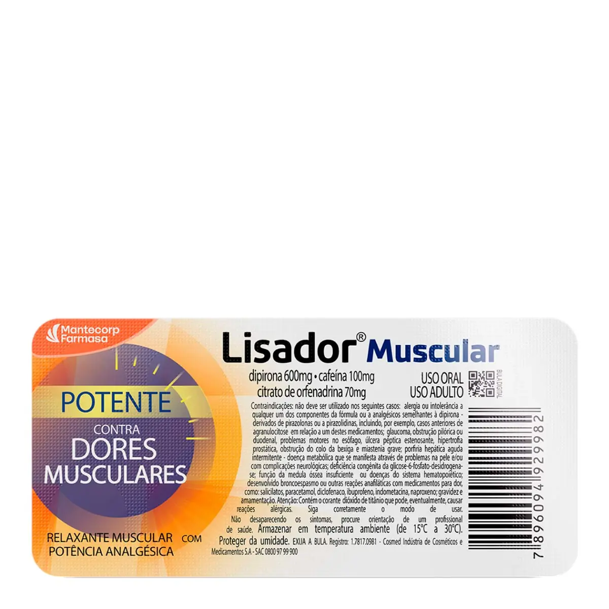 Lisador Muscular 600mg 100mg 70mg Comprimido Hypera 6 Comprimidos