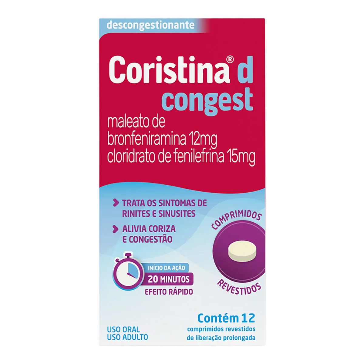 Coristina D Congest Caixa 12 Comprimidos Revestidos De Liberação Prolongada