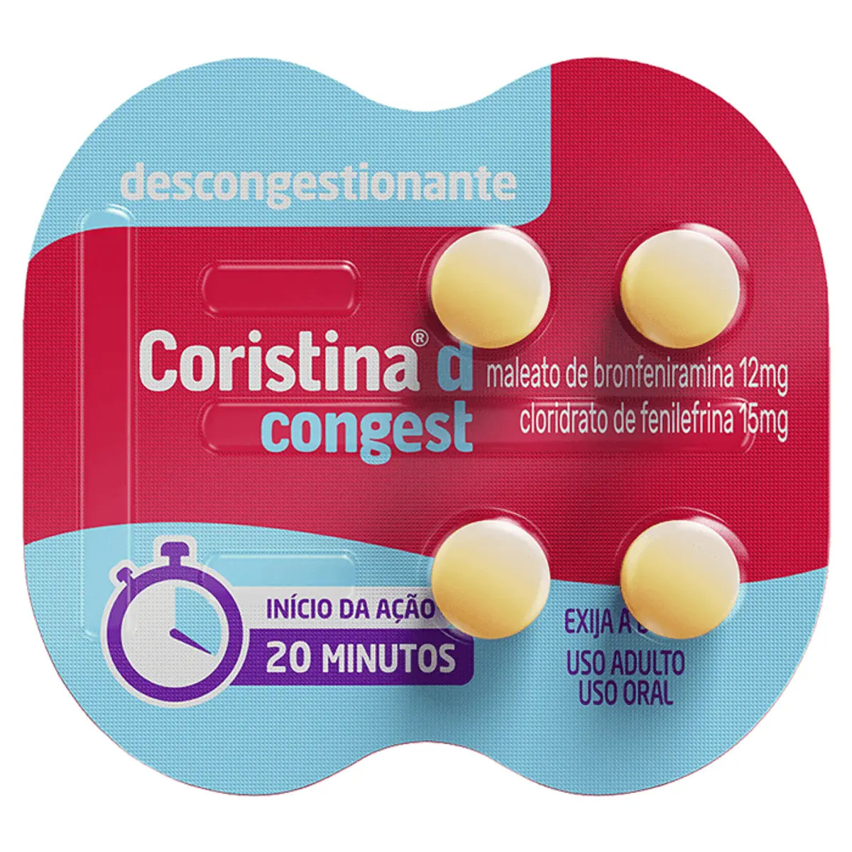 Coristina D Congest 12mg Cartela 4 Comprimidos Revestidos De Liberação Prolongada