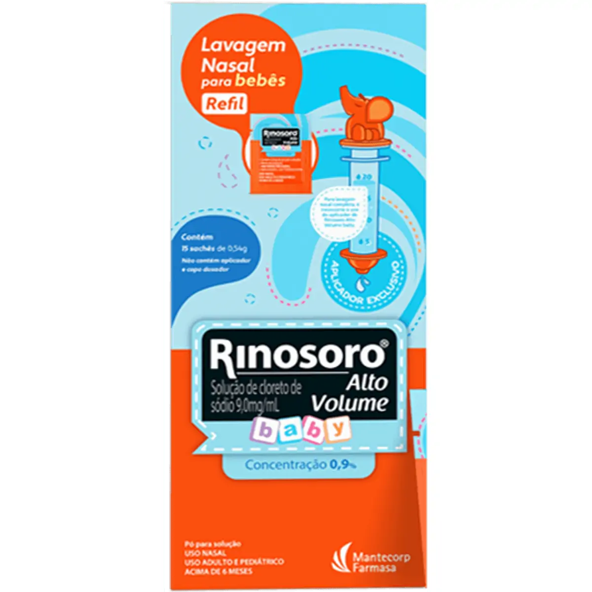 Cloreto De Sódio Rinosoro Alto Volume Baby Caixa 15 Sachês Pó Para Solução Refil