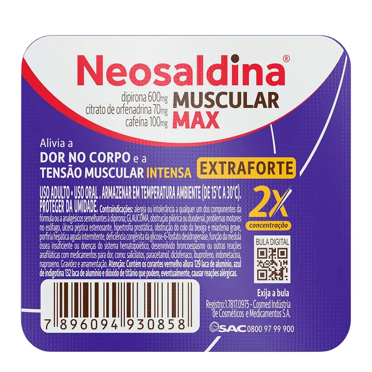 Neosaldina Muscular Max 600mg Blister 4 Comprimidos Revestidos
