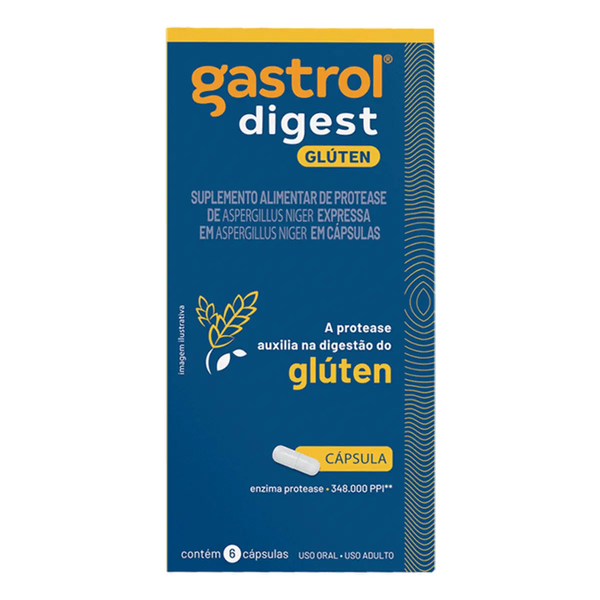 Enzima Protease 348.000ppi Gastrol Digest Glúten Caixa 6 Cápsulas