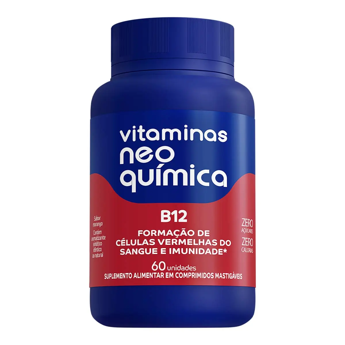 Vitamina B12 Morango Neo Química Frasco 60 Comprimidos Mastigáveis