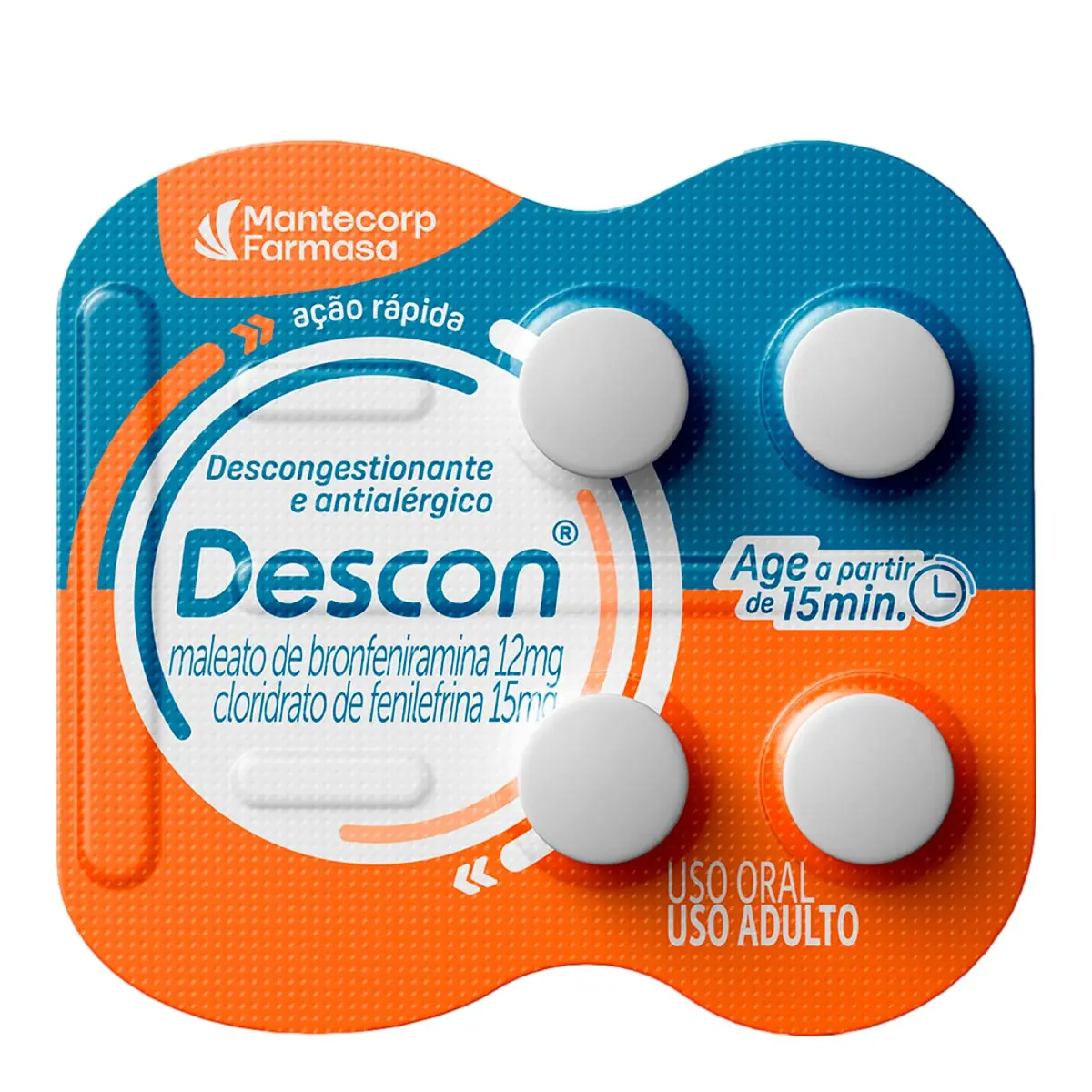 Descon 12mg Blister 4 Comprimidos Revestidos De Liberação Prolongada