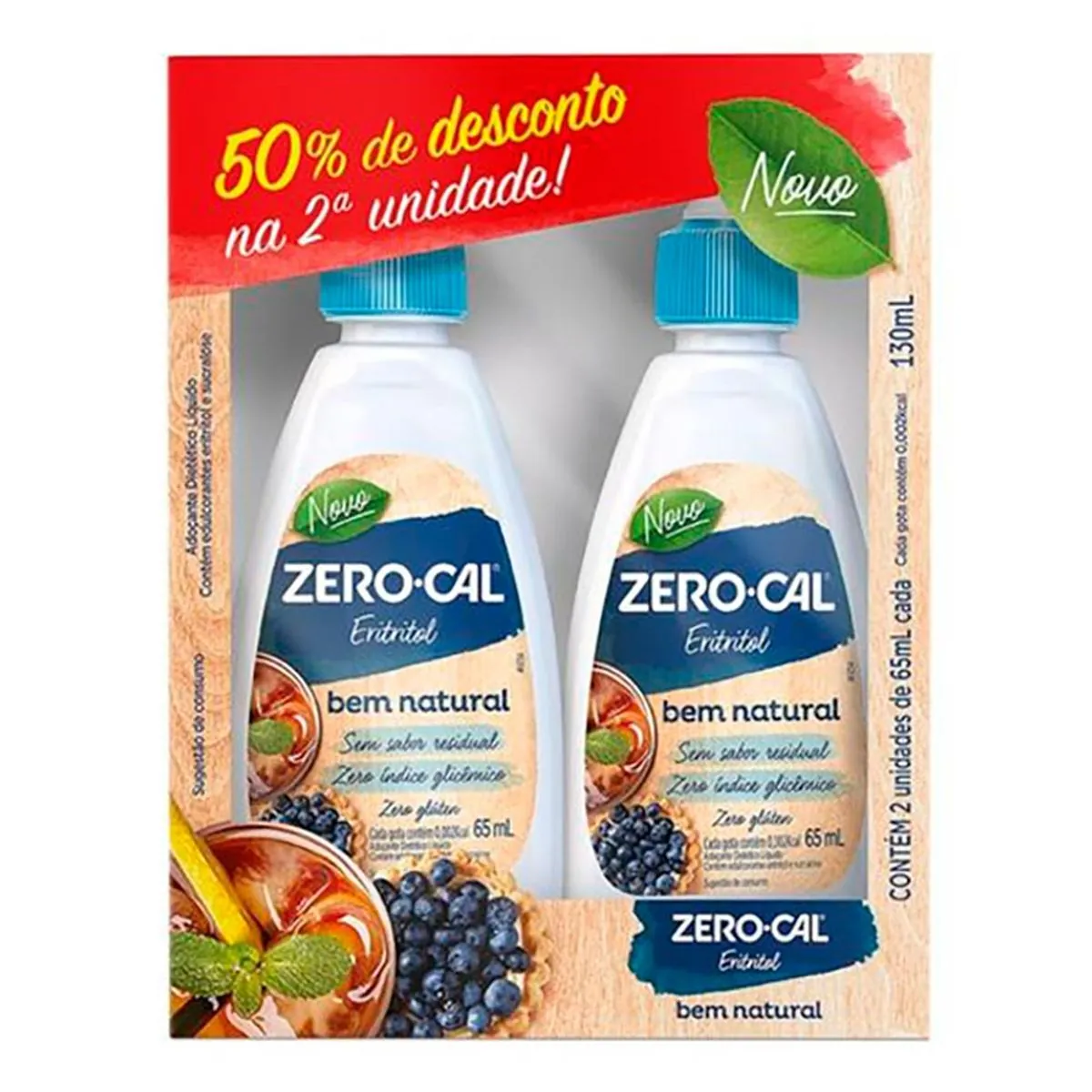 Adoçante Líquido Diet Zero Cal Bem Natural 130ml Pack com 2 Unidades 50% de Desconto na 2ª Unidade
