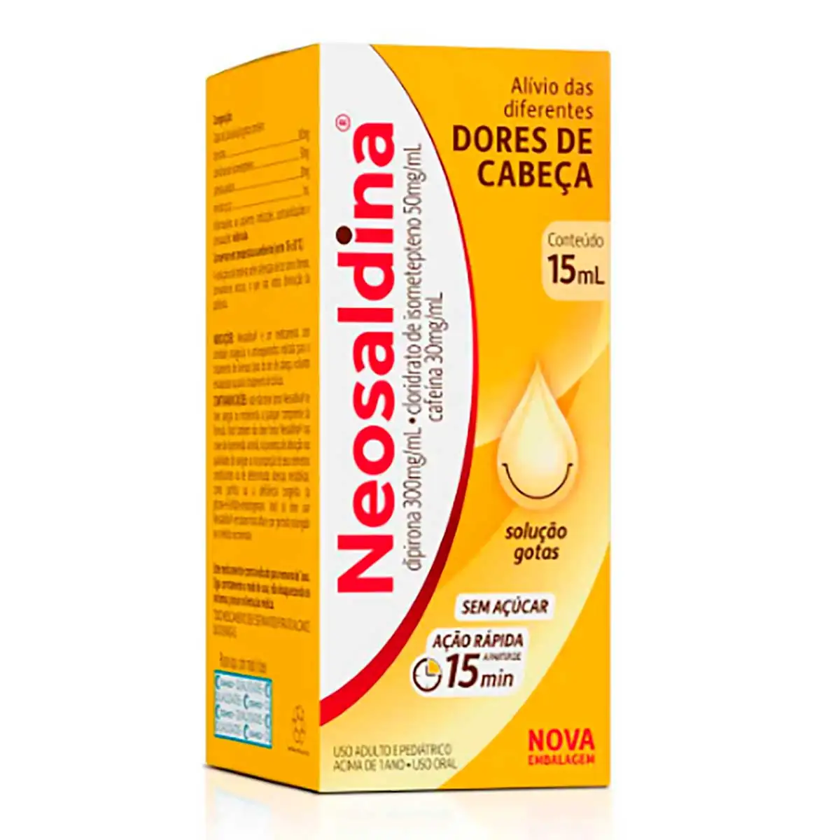 Neosaldina Dipirona 300mg + Mucato de Isometepteno 50mg + Cafeína 30mg Gotas 15ml