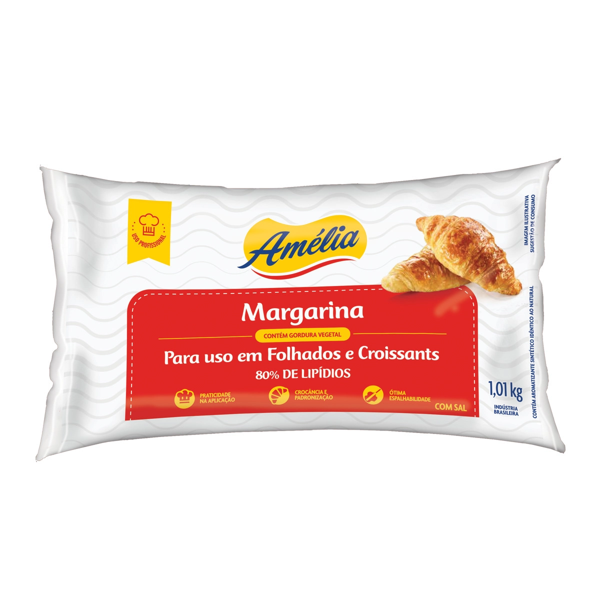 Margarina Com Sal Uso Em Folhados E Croissants Amélia Pacote 1,01kg