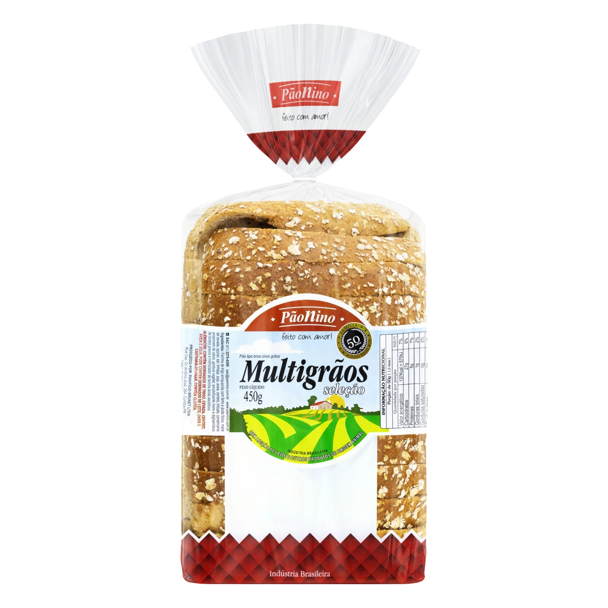 Pão Broa Multigrãos Pão Nino Seleção Pacote 450g