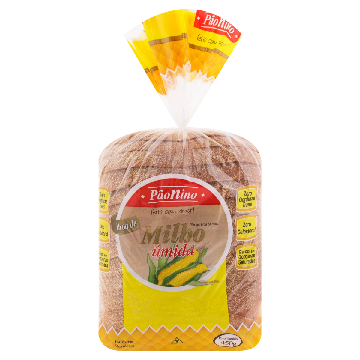 Pão Broa Milho úmida Pão Nino Pacote 450g