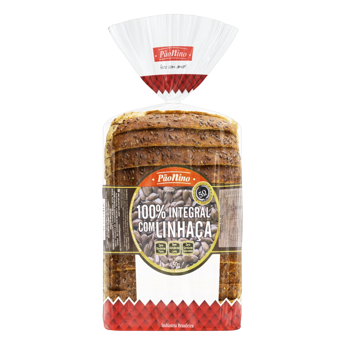 Pão Integral Linhaça Pão Nino Pacote 450g