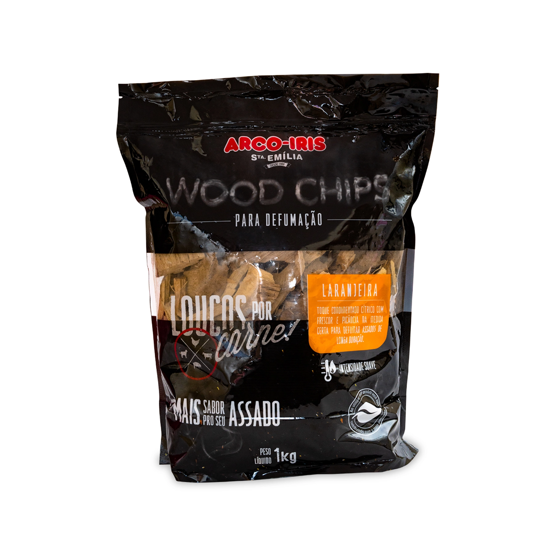 Lenha para Defumação de Churrasco 1kg Wood Chips Laranjeira Arco Íris