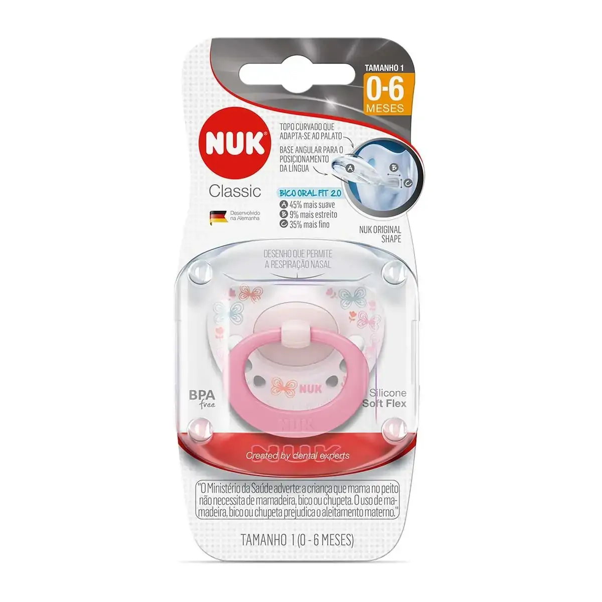 Chupeta - Classic Decorada Girl - Corações - Tamanho 1 - A Partir de 6 Meses - Nuk