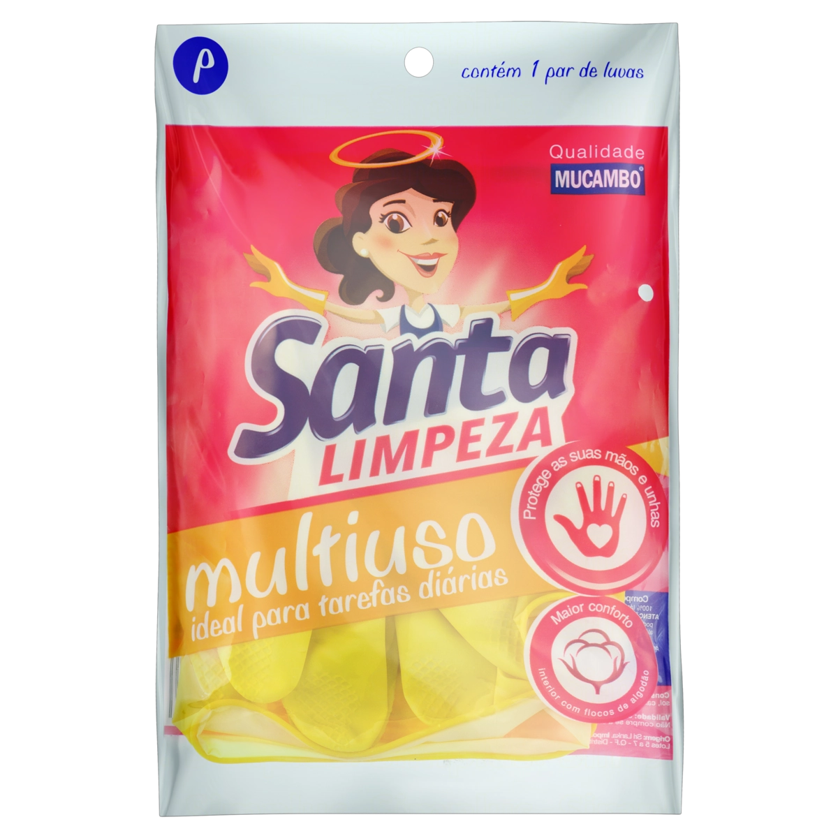 Luva Multiuso Amarela Mucambo Santa Limpeza P