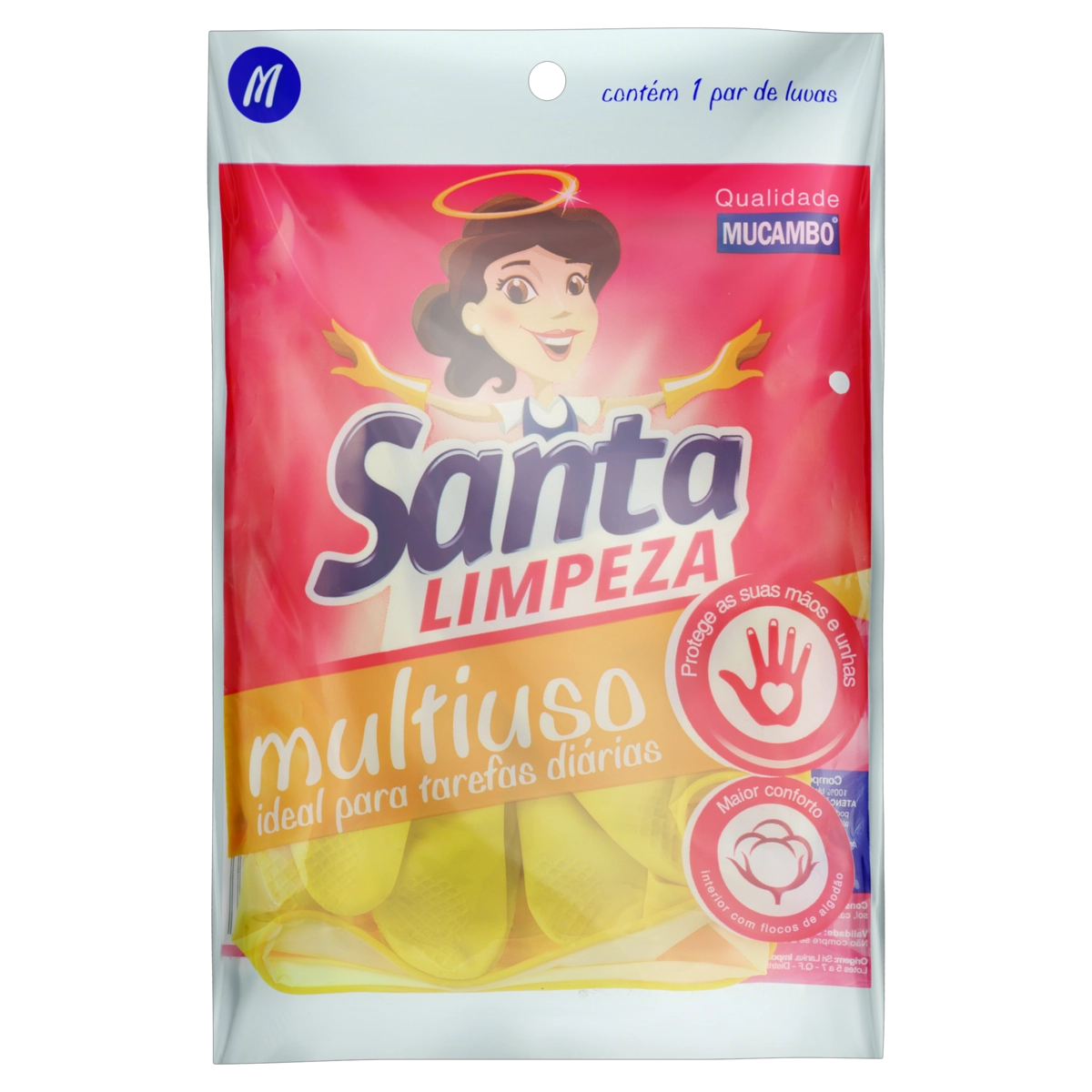 Luva Multiuso Amarela Mucambo Santa Limpeza M