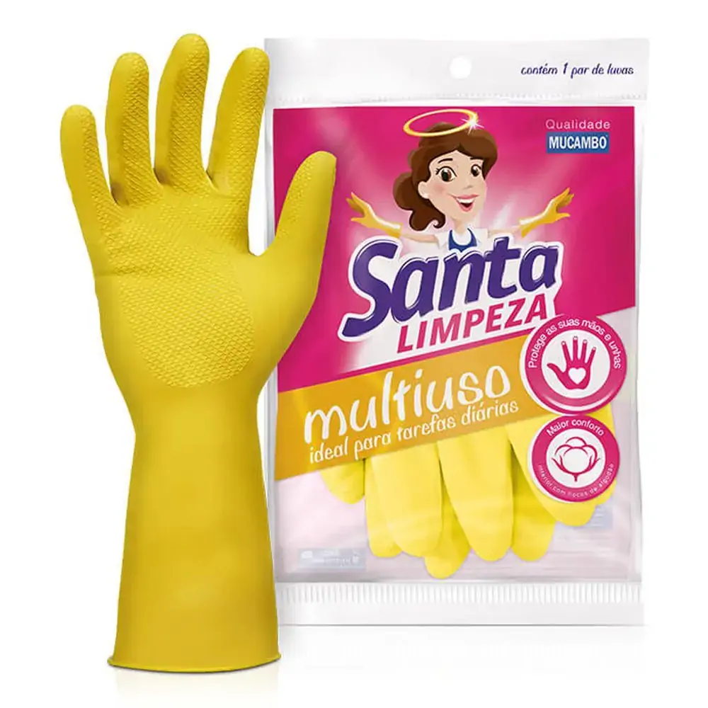Luva Multiuso Amarela Mucambo Santa Limpeza G