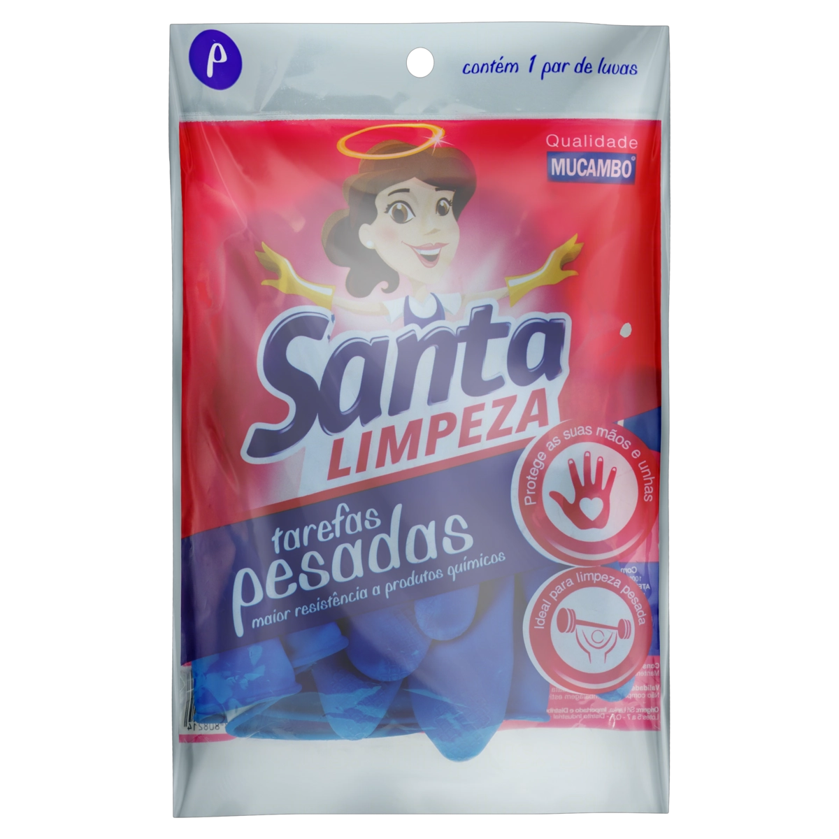Luva Limpeza Pesada Azul Mucambo Santa Limpeza P