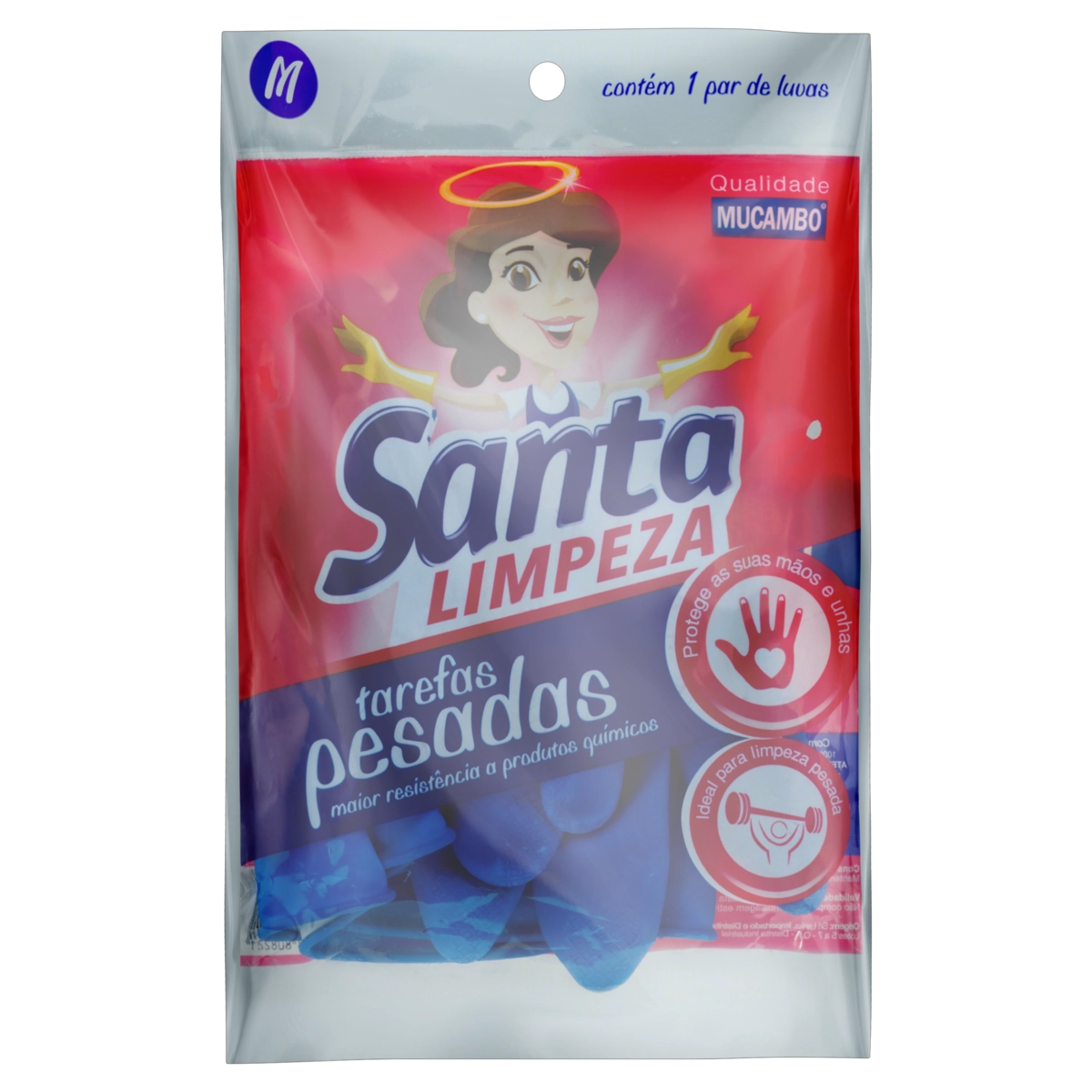 Luva Limpeza Pesada Azul Mucambo Santa Limpeza M
