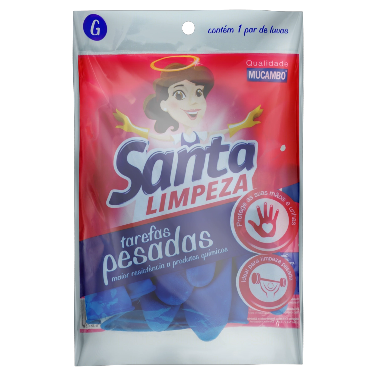 Luva Limpeza Pesada Azul Mucambo Santa Limpeza G