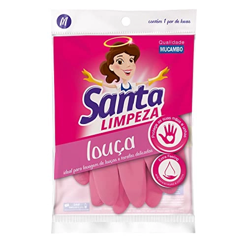 Luva De Borracha Para Louça M Rosa Santa Limpeza