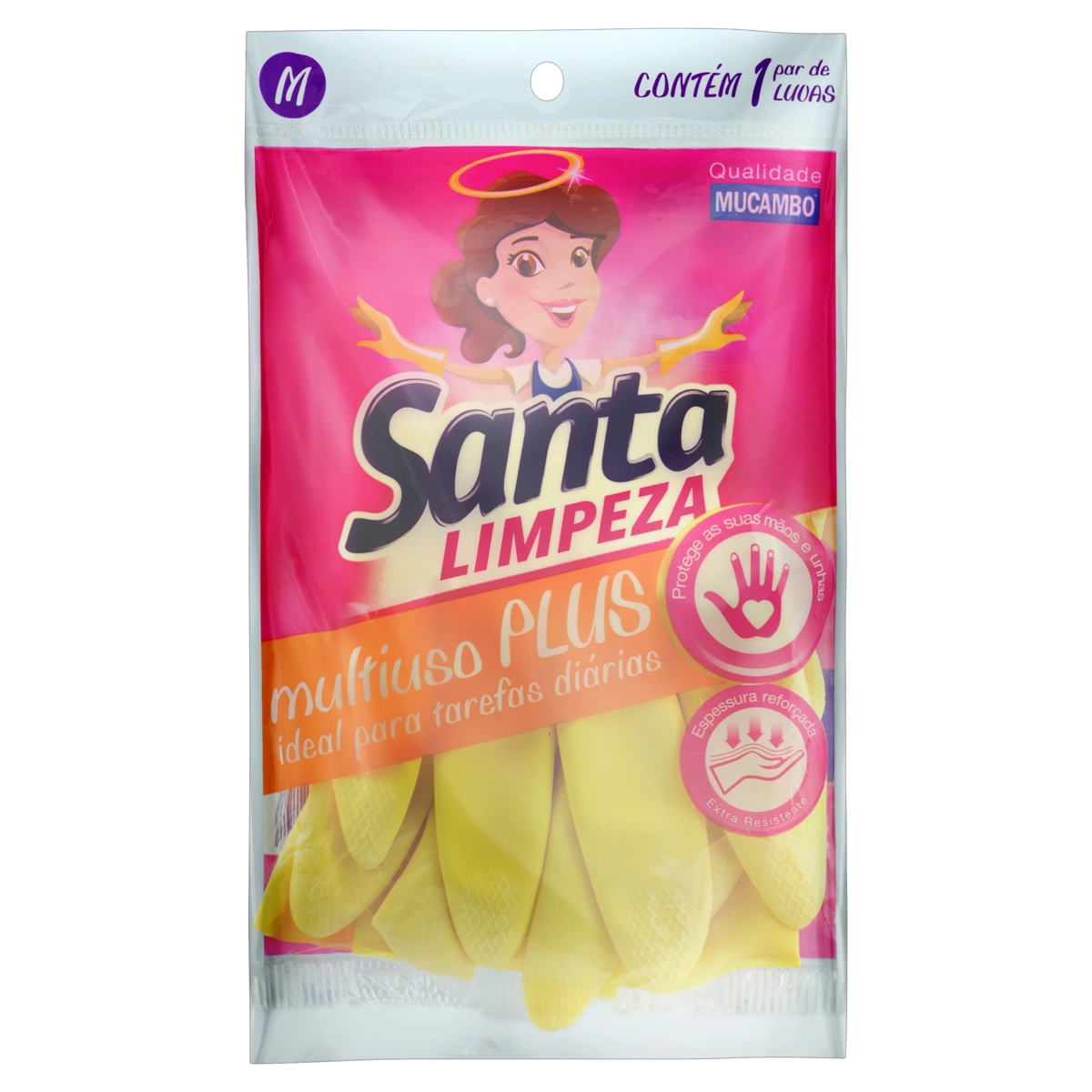 Luva Multiuso Amarela Plus Mucambo Santa Limpeza M