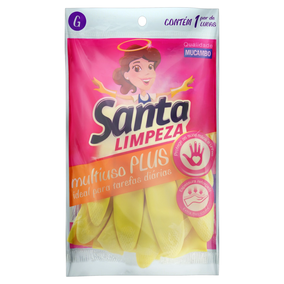 Luva Multiuso Amarela Plus Mucambo Santa Limpeza G