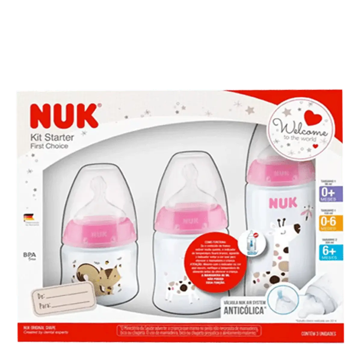 Kit 3 Mamadeira Starter Rosa 90/150/300ml First Choice - NUK