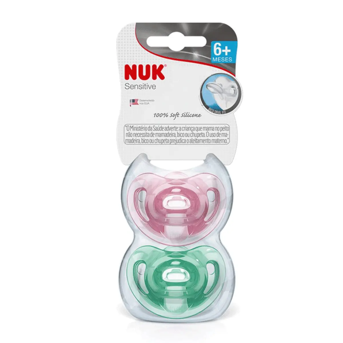 Kit 2 Chupetas Sensitive Soft 100% Silicone Rosa/Roxo - NUK - 2