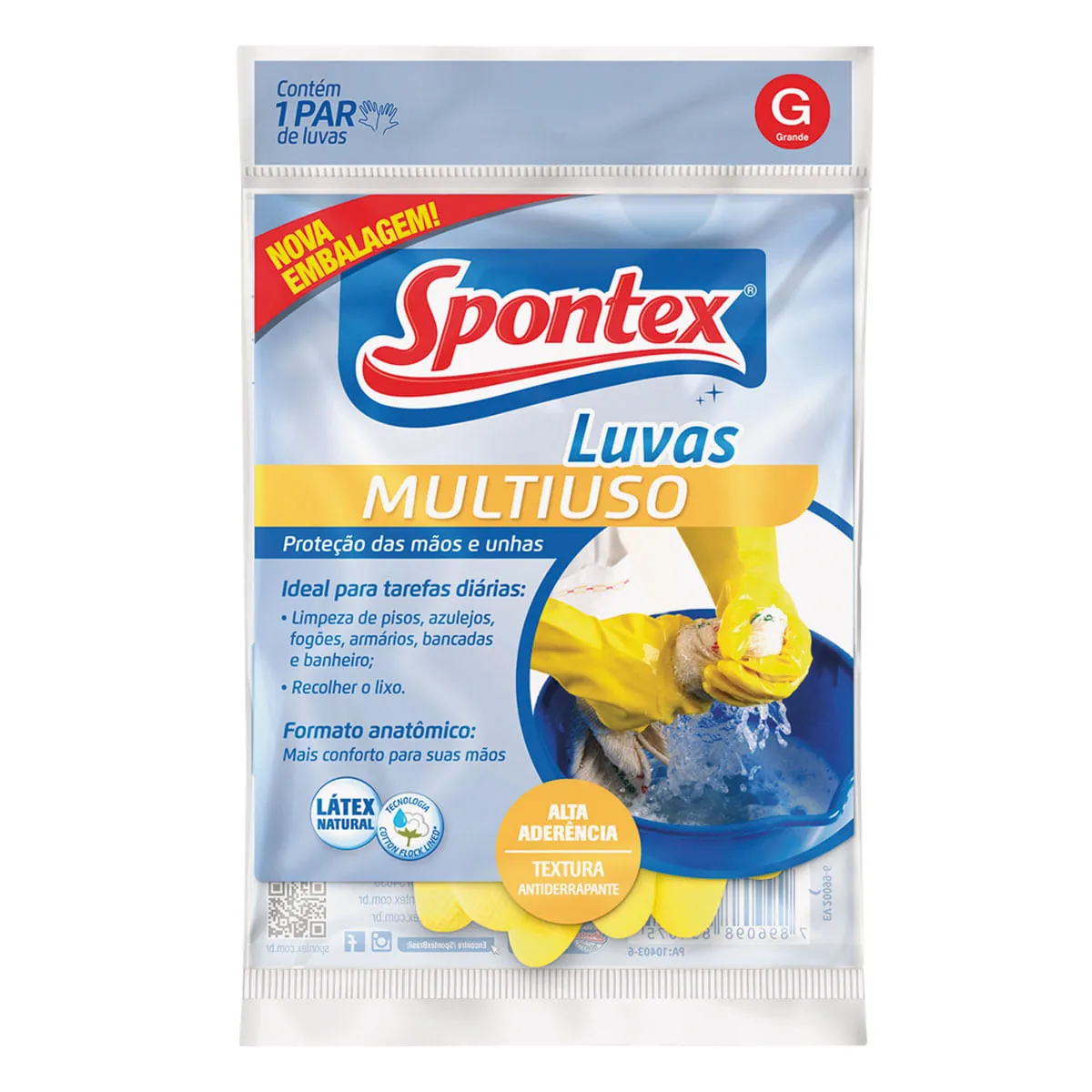 Luva de Multiuso Latex Natural 31cm Tamanho G Spontex