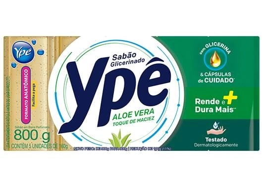 Sabão Barra Glicerinado Aloe Vera Ypê Pacote 1kg 5 Unidades