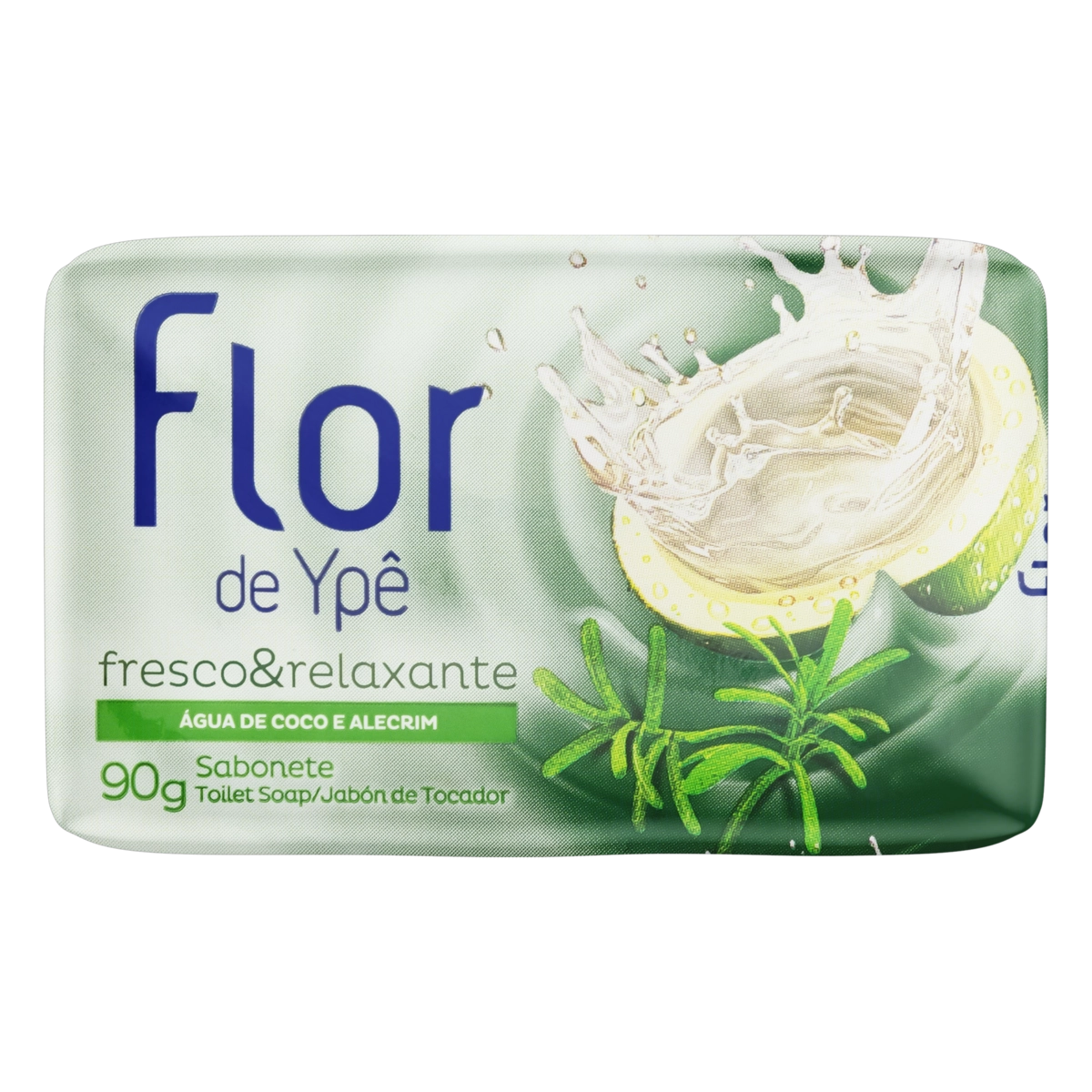 Sabonete Barra água De Coco E Alecrim Flor De Ypê Fresco Relaxante Envoltório 90g