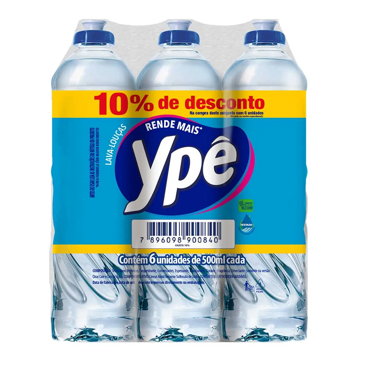 Lava-Louças Ypê Clear 6 Unidades 10% de Desconto