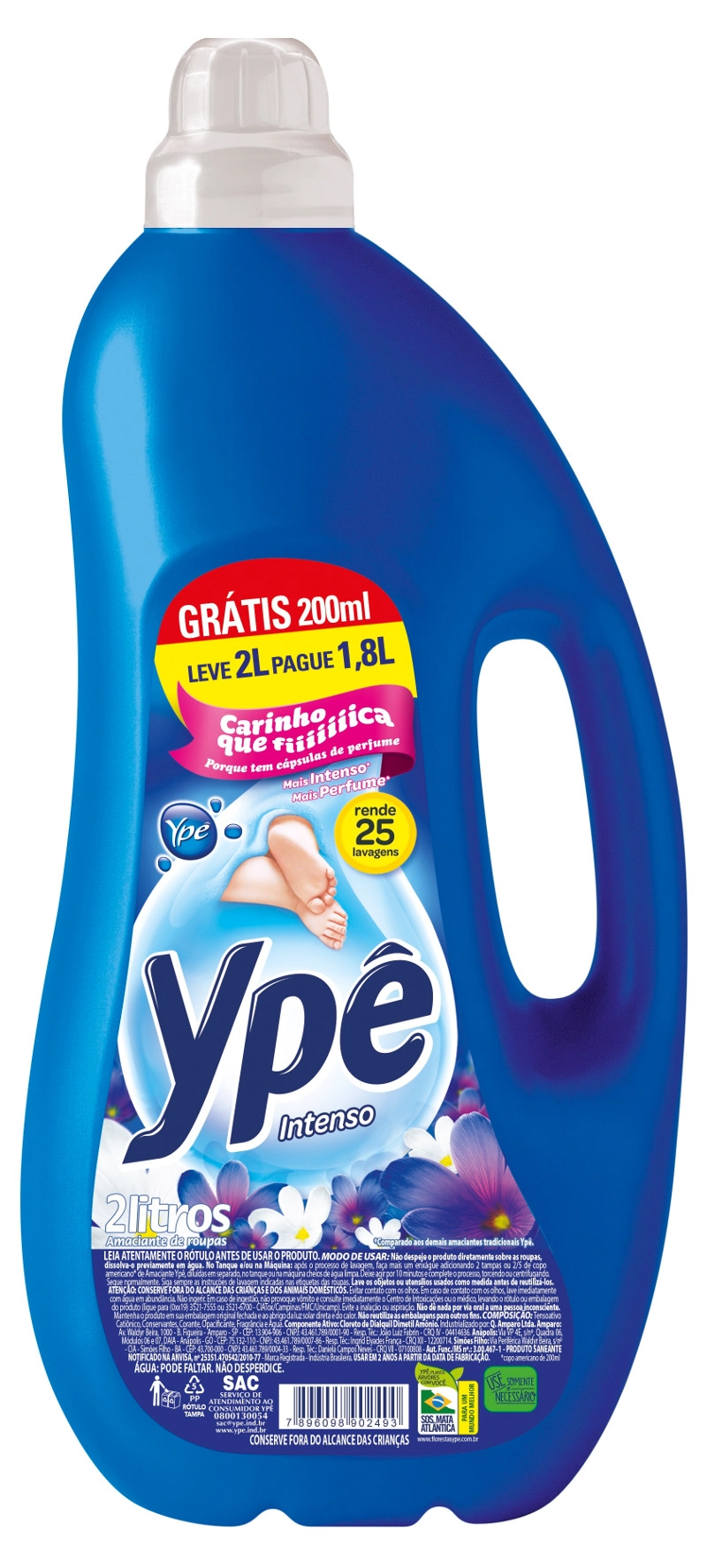 Amaciante De Roupa Intenso Ypê Frasco Leve 2l Pague 1,8l