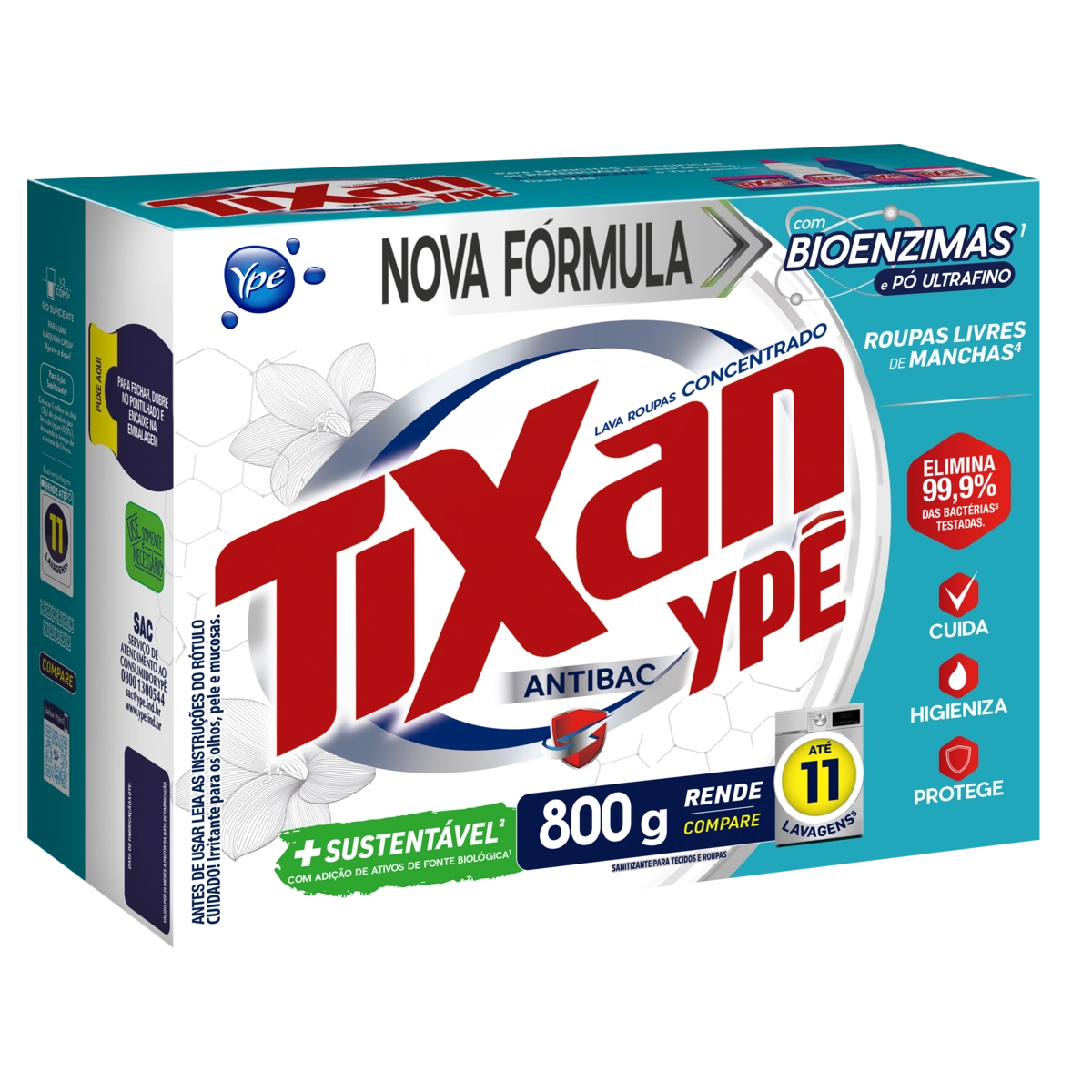 Lava Roupas Pó Concentrado Tixan Ypê Antibac Caixa 800g